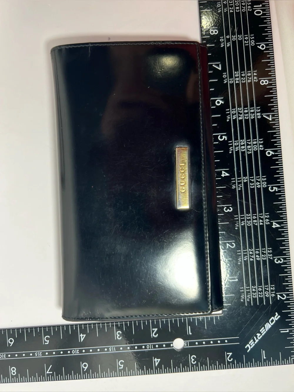 1260: Gucci Vintage Black Leather Long Bifold Wallet Italy